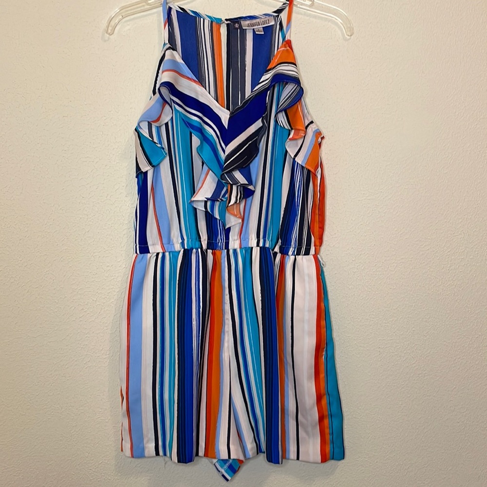 Jennifer Lopez Blue, White, Orange Shorts Jumper Size 6